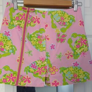 Lilly Pulitzer Pink Floral Turtle Print Skirt